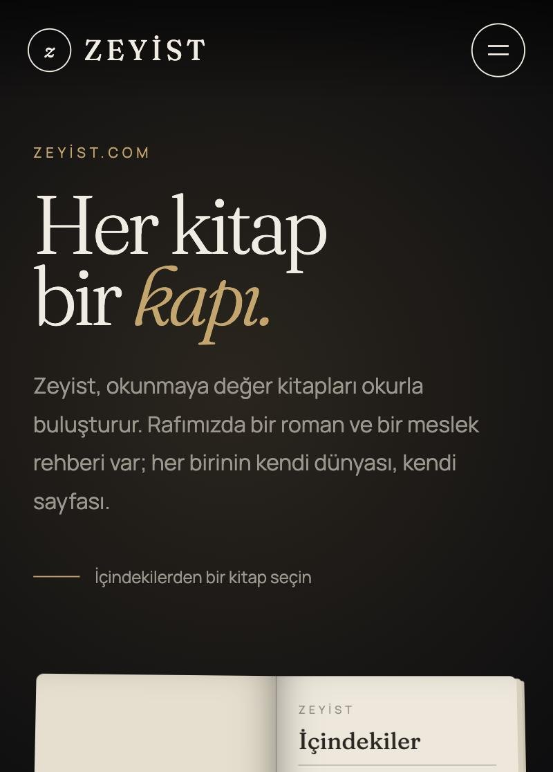 Zeyist web sitesi — mobil görünüm