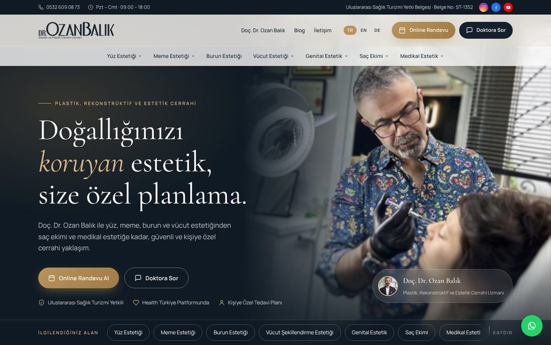 Estetik klinik web sitesi