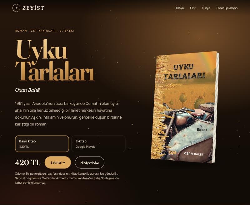 Uyku Tarlaları kitap sayfası — Zeyist